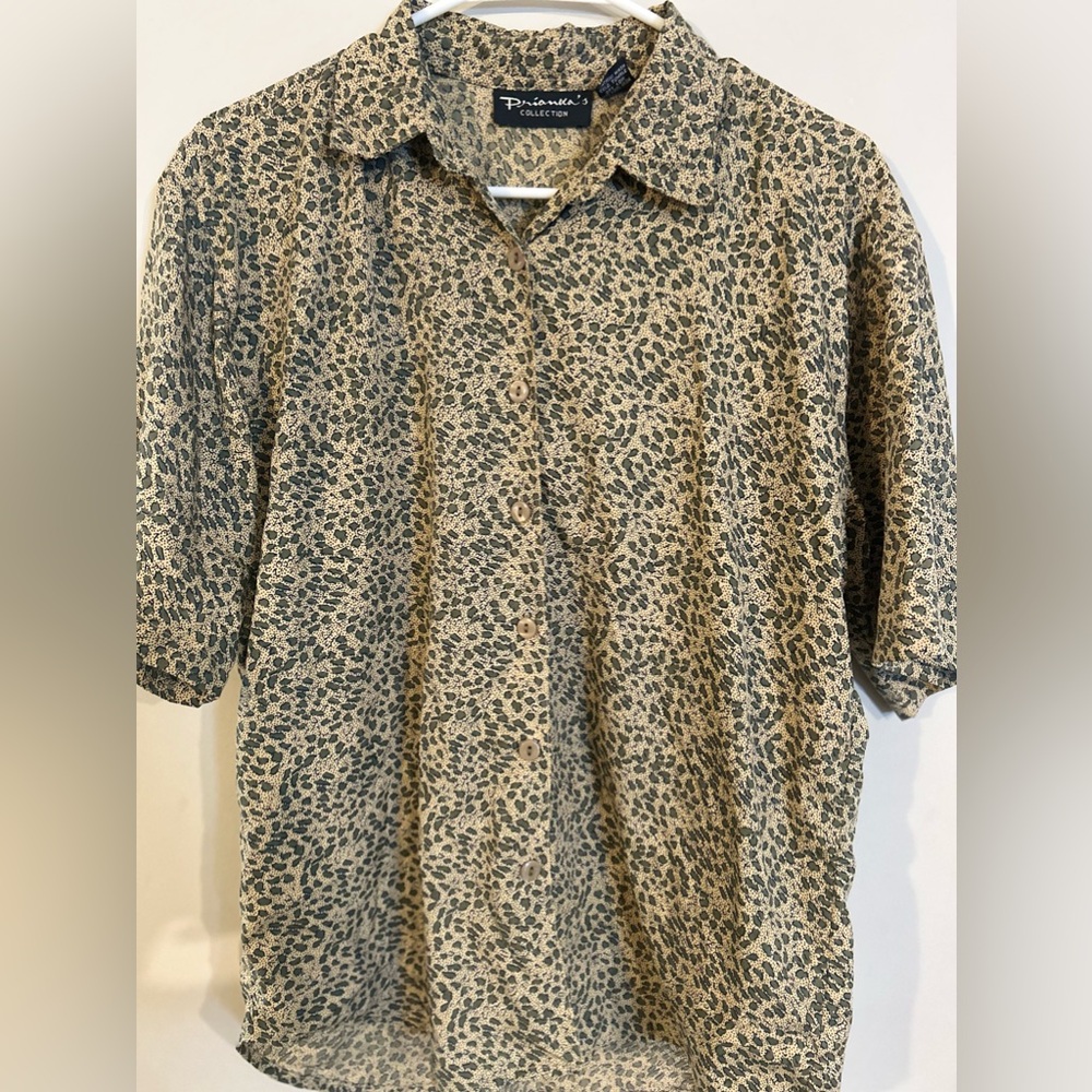 Prianka’s Collection Animal Print Button Blouse
